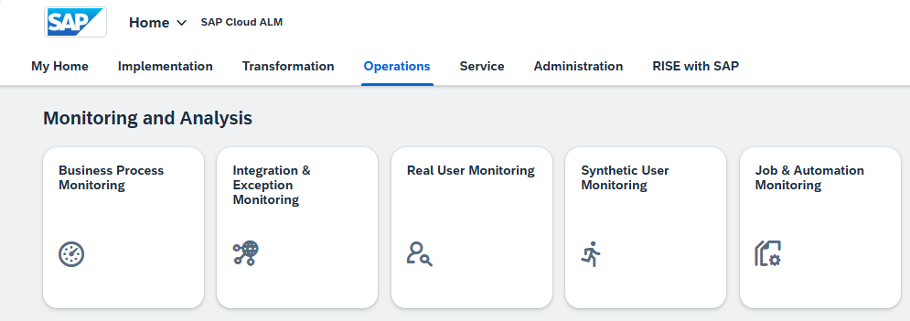 Operation capabilities in SAP Cloud ALM